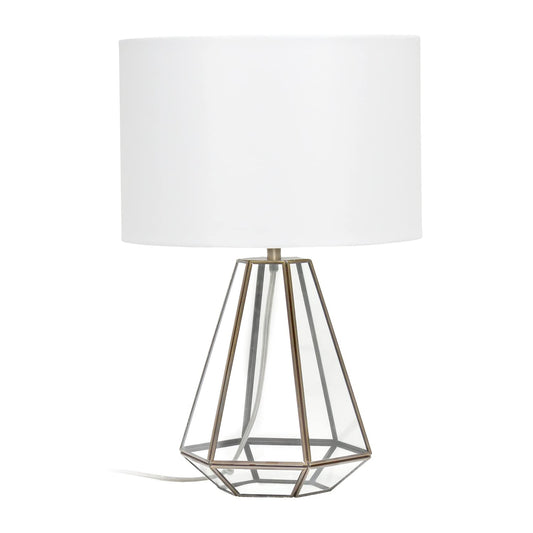 Elegant Designs LT1094-BRS Antique Glass Brass Table Lamp with White Shade