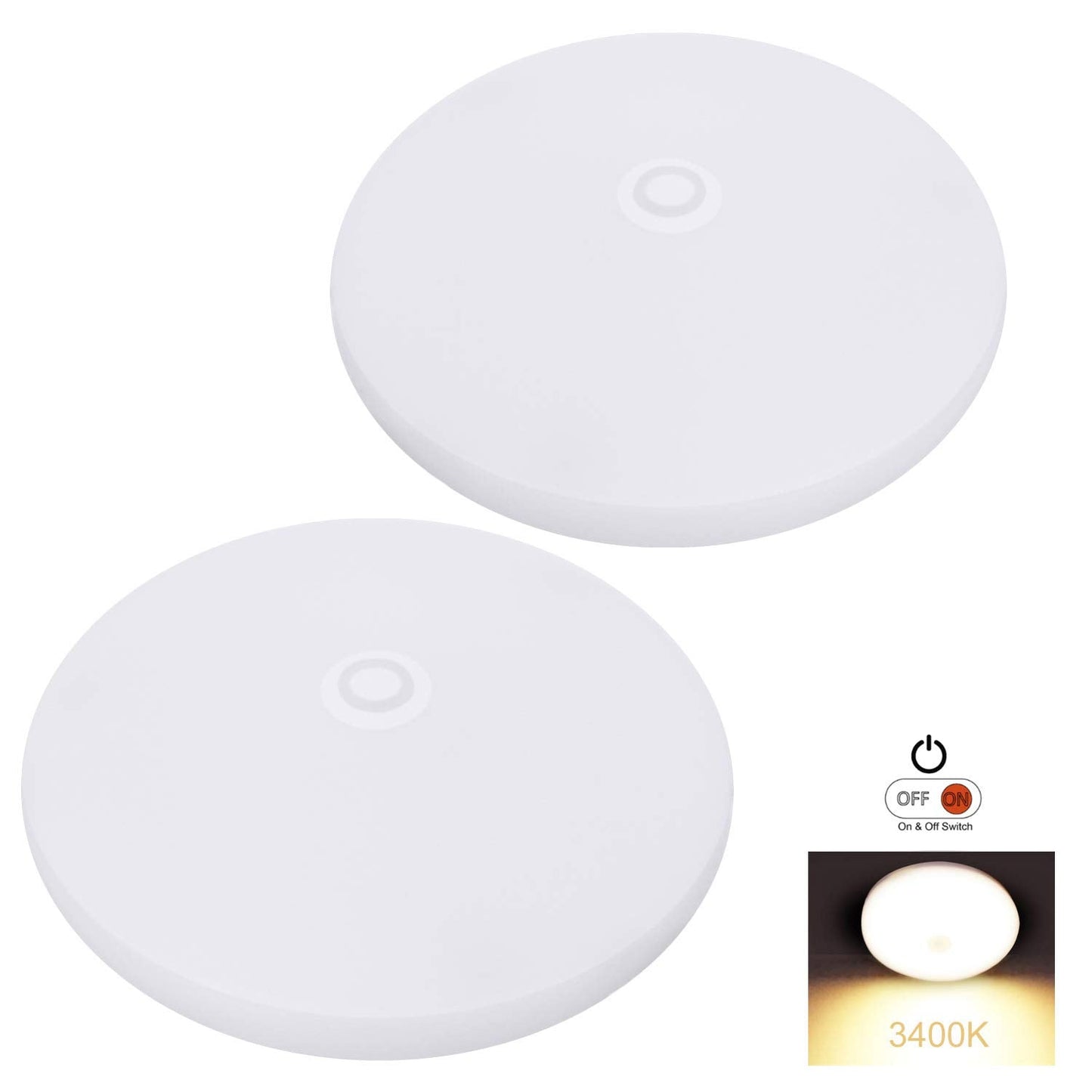 Facon LED RV Puck Light, 4.5in Super Slim, 6-Pack, 12V DC, Warm White 3400K, Surface Mount Ceiling Dome Light, Aluminum Base,