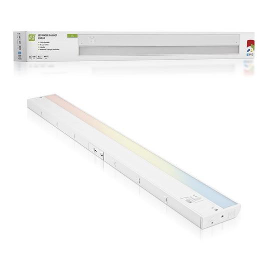 Asd Led Under Cabinet Lighting 32 Inch, Dimmable, Hardwired/Plug-In, 3 Color Levels, Aluminum, White Finish, Model Asd-Ucl-32D16Cc-Wh