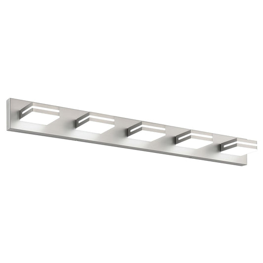 Sinerise Led Modern Bathroom Vanity Light Fixtures (5-Light  40-Inch  Dimmable)  Brushed Nickel Modern Acrylic Bathroom Wall Lighting Fixtures Over Mirror (Cool White 6000K)