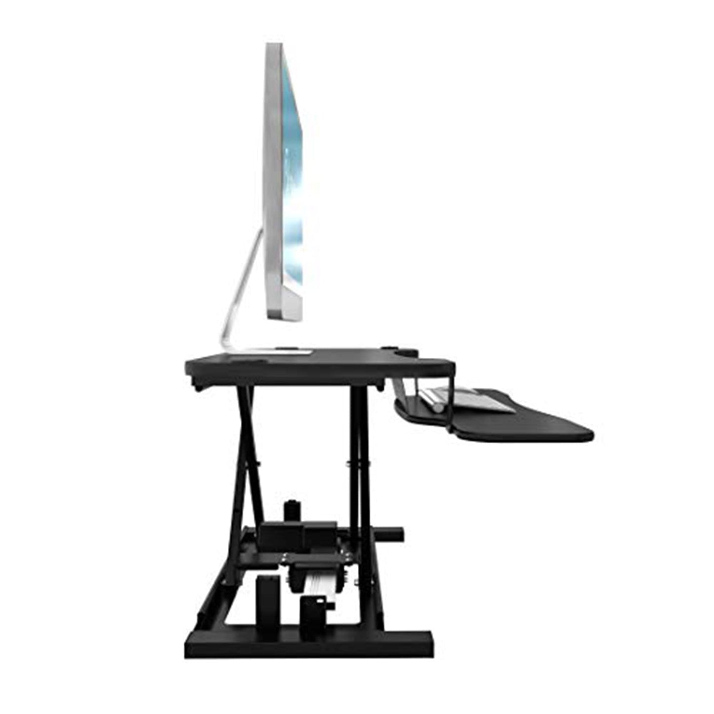 VERSADESK Electric Standing Desk Converter, 48 Inch PowerPro Height-Adjustable Sit Stand Desktop Riser, Keyboard Tray, USB Charging Port, 48" W X 24" D, Black