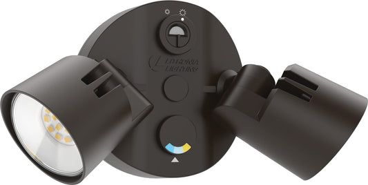 Lithonia Lighting HGX LED Security Flood Lights, 2-Light, Photocell Sensor, Dark Bronze, 1800-2750 Lumens