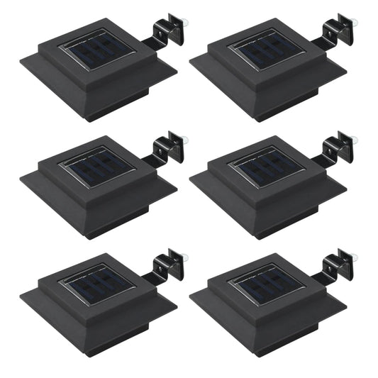 vidaXL Outdoor Solar Lamps Set of 6, LED Square Design, 4.7in Black, Eco-Friendly, Rechargeable Battery, Easy Installation, Model 44468