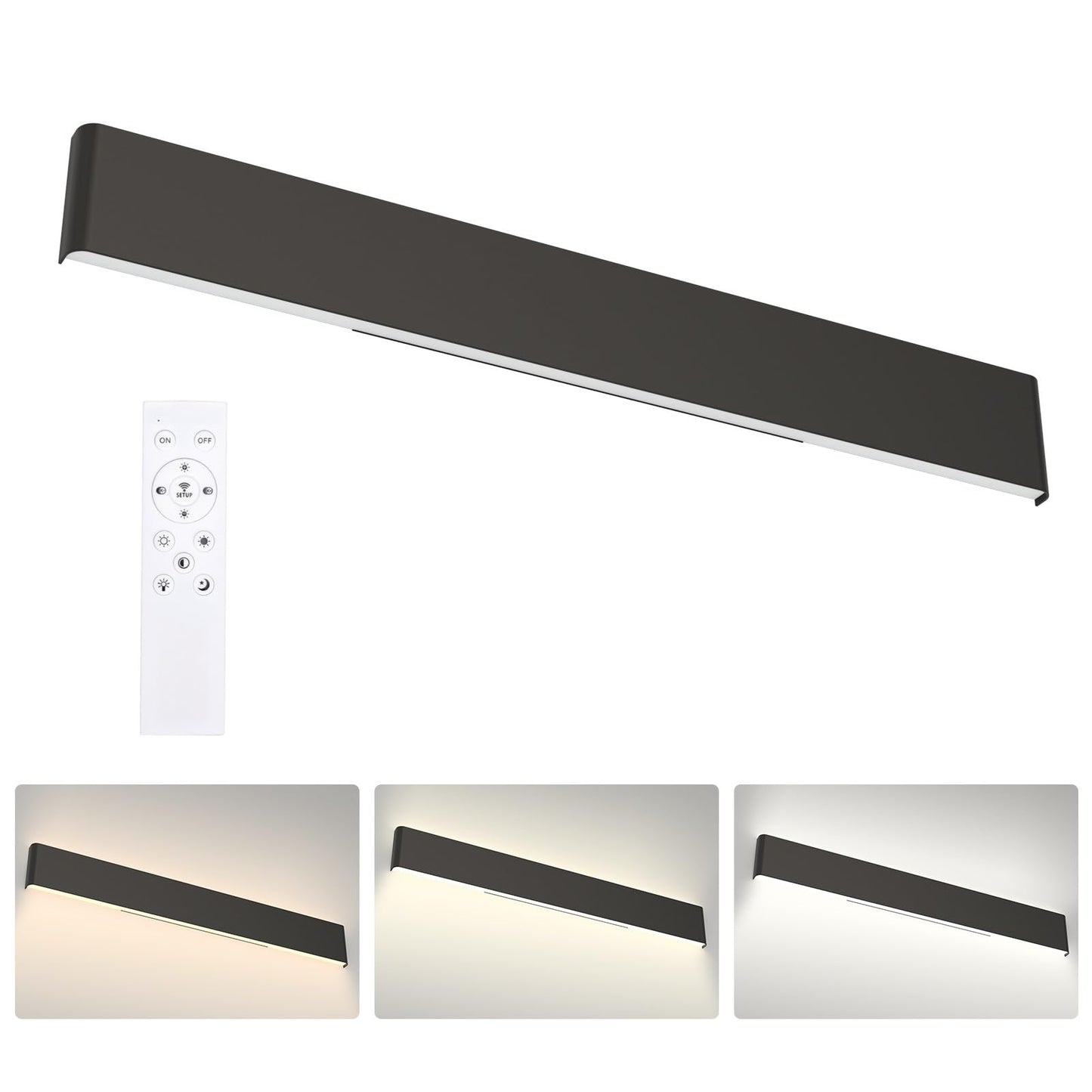 Aipsun Vanity Light Fixture - 43.3in Dimmable LED, Adjustable Color Temperature, Aluminum, Remote Control, Model A065-110cm-Remote