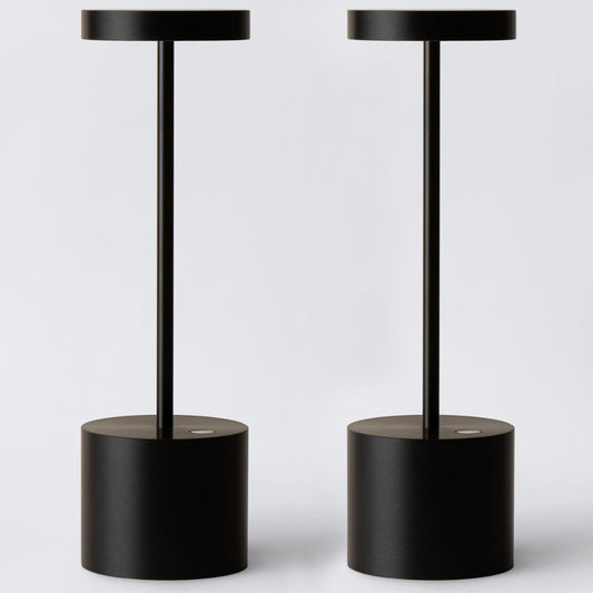 Barryca Cordless LED Table Lamp, Rechargeable, USB 5000mAh Battery, Dimmable, 2Pack, Black