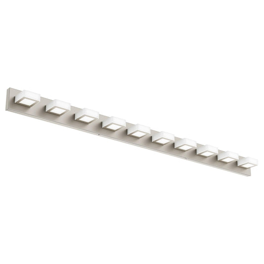 Ralbay 10-Light Brushed Nickel Bathroom Vanity Light Metal Acrylic Modern Led Bathroom Lighting Over Mirror