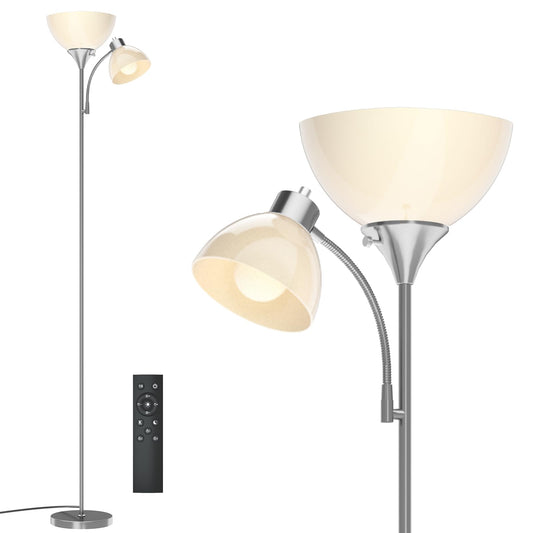 GERGO Floor Lamp with Remote Control, LED Torchiere, 4 Color Temperatures, Brushed Nickel