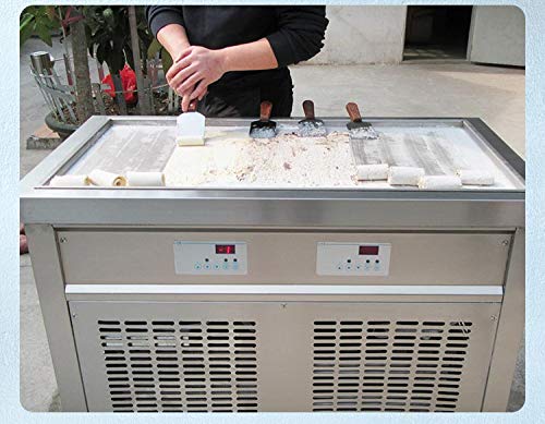 Kolice ETL commercial 38.60"x19.7" big rectangle pan thailand instant stir fried ice cream machine roll ice cream machine-, auto defrost, transparent sneeze guard