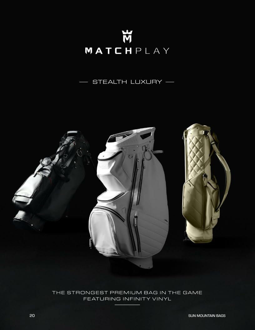 Sun Mountain Men's Matchplay LS Lightweight Stand Golf Bag 4-Way Top - 9 Pockets, Dual Strap System, Push & Electric Cart Compatible Compression Base, 2025 Model - Fog