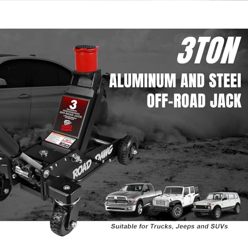 ROAD DAWG 3 Ton Big Wheel Off-Road Jack, Professional Aluminum and Steel Racing Floor Jack with Dual Pistons Quick Lift Pump, Lift for Trucks, SUVs, ATVs Off road Vehicles,6000lb Capacity, AT830006XDL