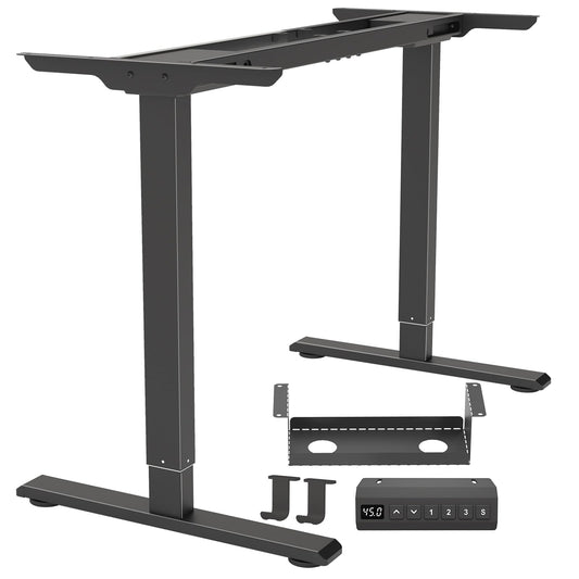 PulvinarVita Dual Motor Standing Desk Frame, Ergonomic Stand Up Desk Base Workstation with Cable Management Tray, Headphone Hook for Home Office
