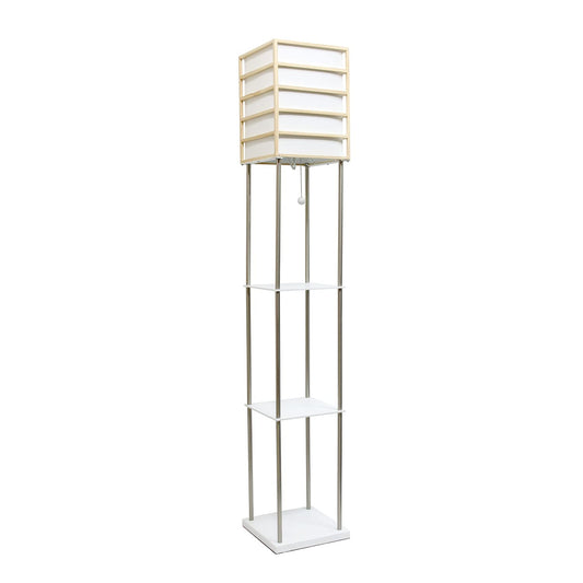Simple Designs LF1022-LWD Metal Etagere Floor Lamp, Light Wood