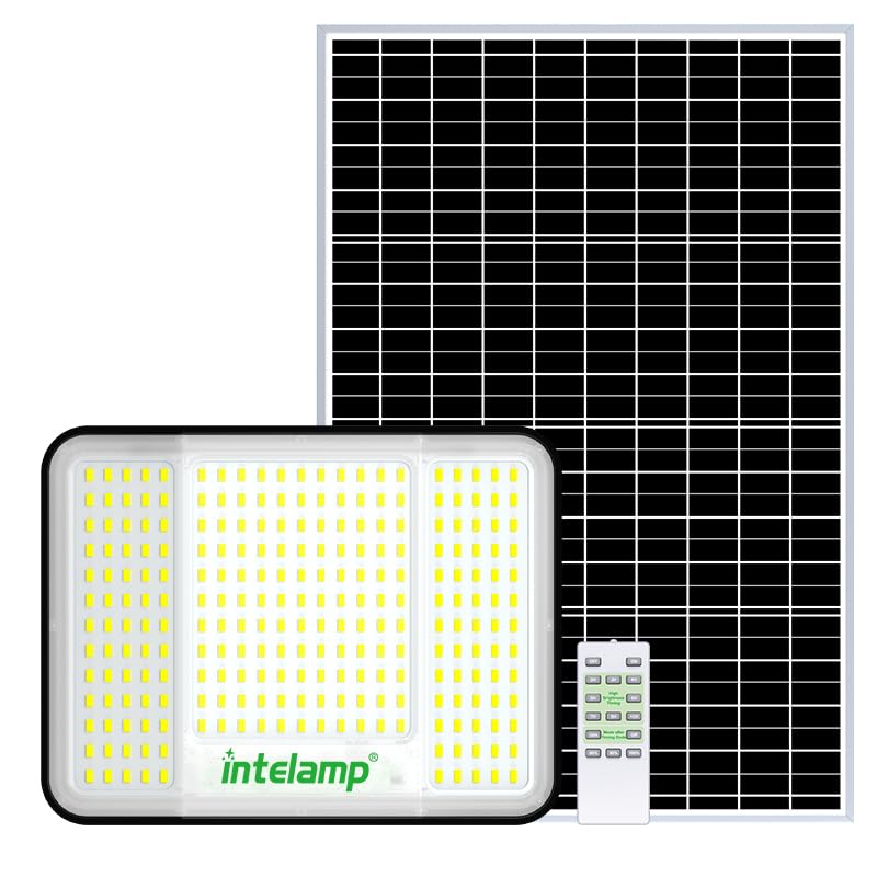 Intelamp Solar Flood Lights Outdoor Waterproof  20000Mah 2000Lm Floodlight Exterior With Remote 16.4 Ft Cable  2-12H Timer Dusk To Dawn Security Spots Lighting Outside For Garden Pathway