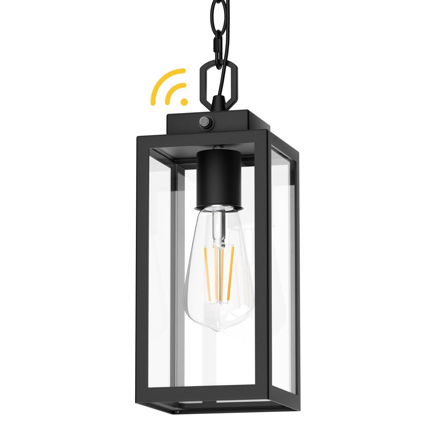 Aoceley Dusk To Dawn Outdoor Pendant Light  Modern 1-Light Outdoor Hanging Lantern  Matte Black Aluminum With Clear Glass  Exterior Pendant Lighting Fixture For Porch