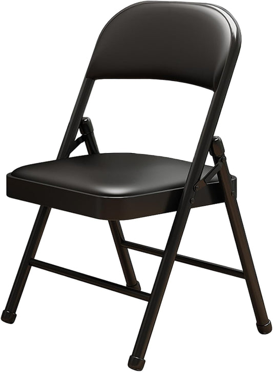 1 Pack Bulk Folding Chairs with Padded Cushion, Single Black Steel Metal Frame Foldable Chair for Indoor and Outdoor, Portable Stackable Commercial Seat for Bedroom Patio Party Event