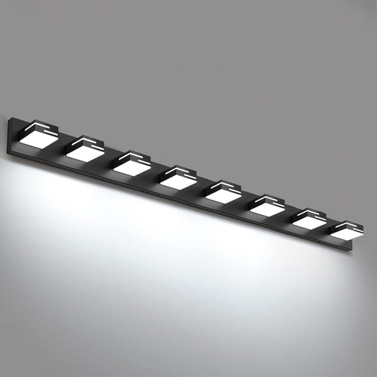 Lkhf Led Modern Bathroom Vanity Light Fixtures  8-Light 55-Inch Dimmable Matte Black Vanity Lights For Bathroom Lighting Fixtures Over Mirror  With 350?Rotatable Acrylic Heads (Cool White 6000K)