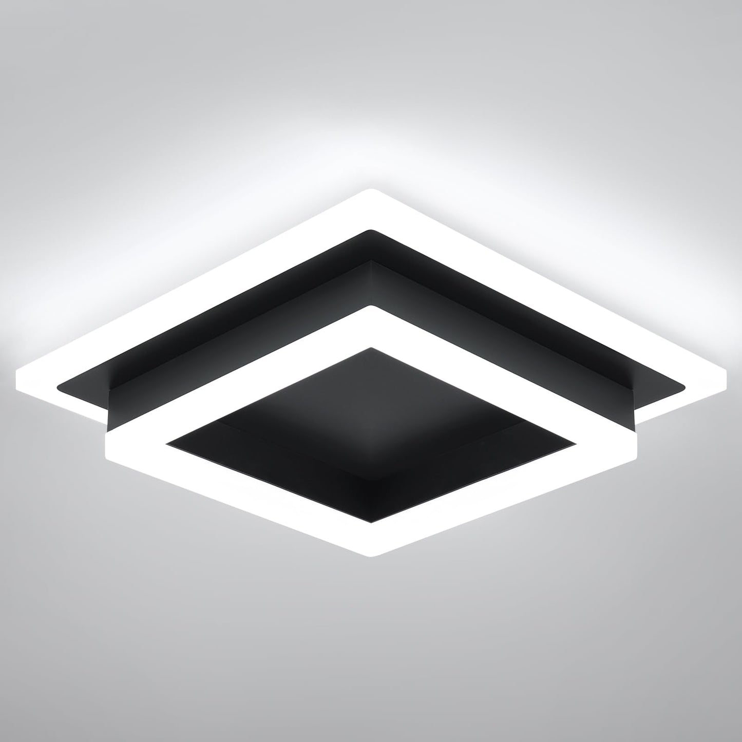 Eidisuny Modern Led Ceiling Light  Hallway Flush Mount Ceiling Light  32W  6000K  Black Square Hallway Lighting Fixtures For Living Room Kitchen Bedroom (Black)