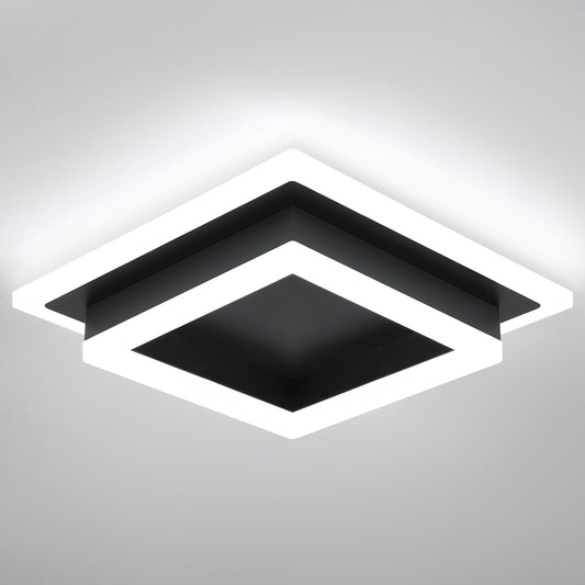 Eidisuny Modern Led Ceiling Light  Hallway Flush Mount Ceiling Light  32W  6000K  Black Square Hallway Lighting Fixtures For Living Room Kitchen Bedroom (Black)