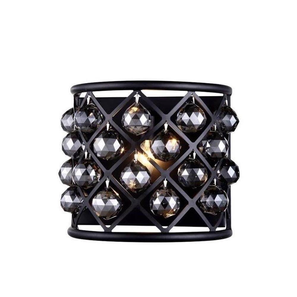 Elegant Lighting Madison Collection 1-Light Wall Sconce, 11.5in x 10.5in, Alloy Steel, Glass, Mocha Brown Finish, Silver Shade, Model 1214W11