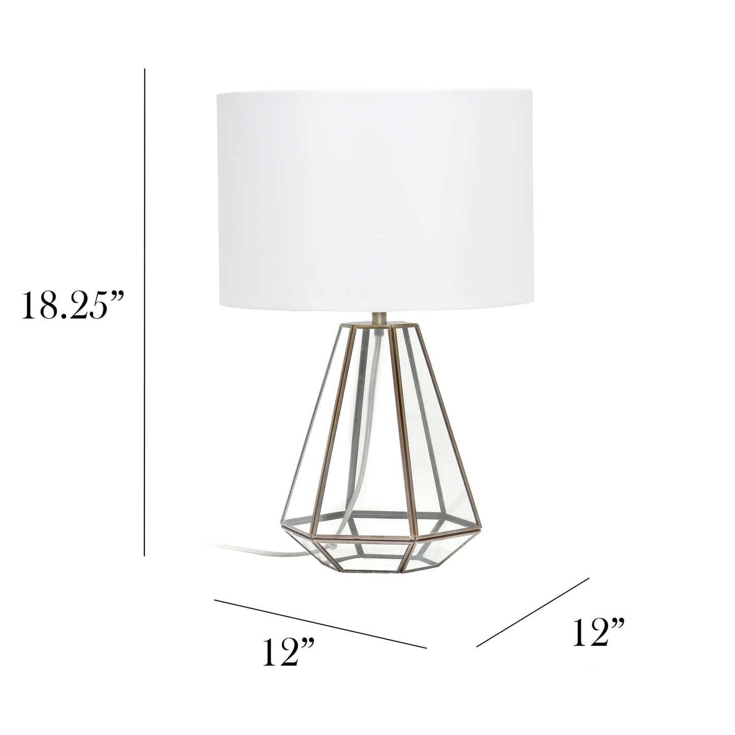 Elegant Designs LT1094-BRS Antique Glass Brass Table Lamp with White Shade