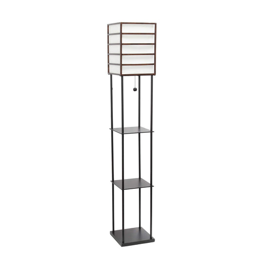 Simple Designs LF1022-DWD Metal Etagere Floor Lamp, Dark Wood, 1 Light