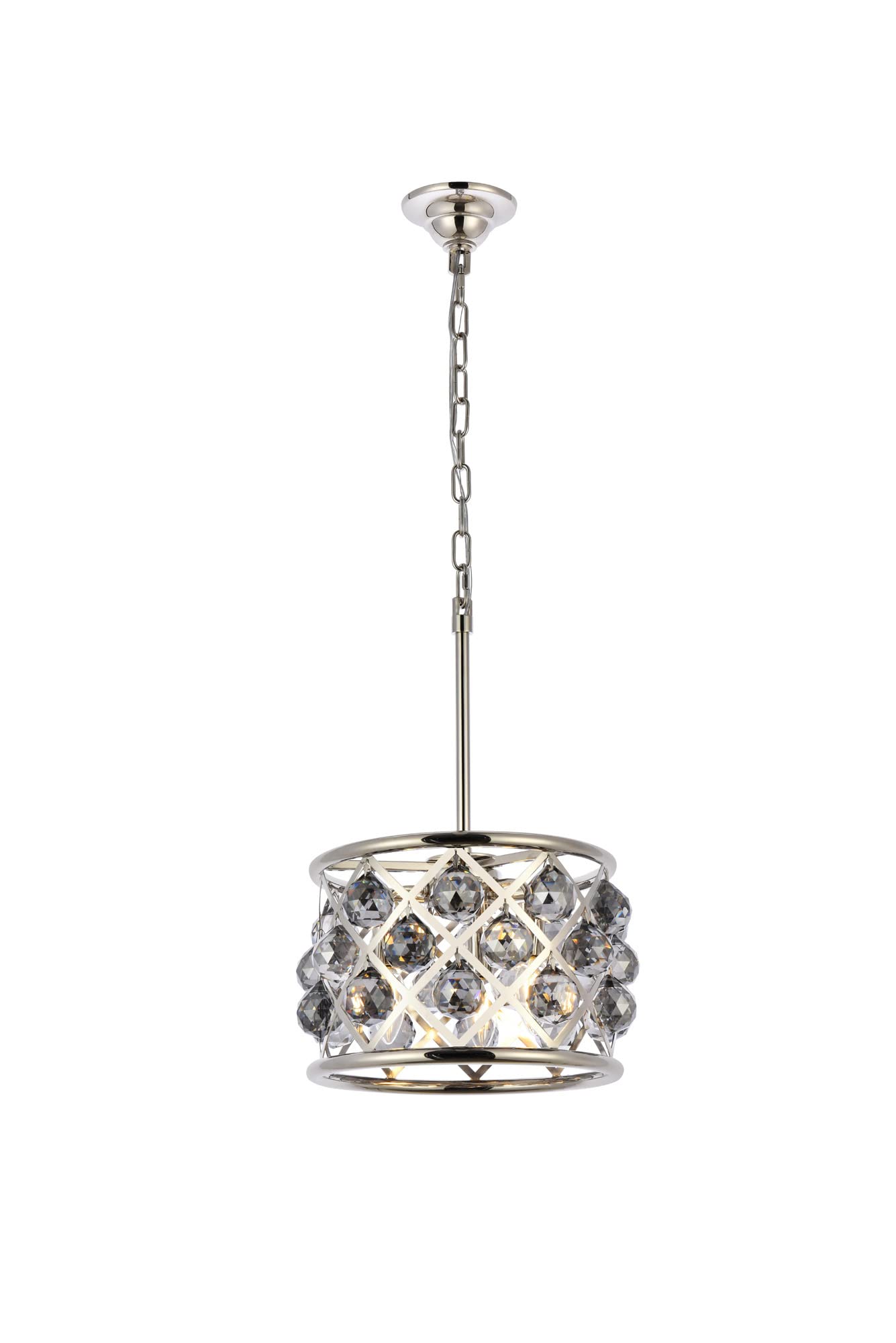Elegant Lighting Madison Collection 3-Light Pendant Lamp, 12in Depth x 9in Height, Polished Nickel Finish, Silver Shade, Model 1214D12PN-SS/RC