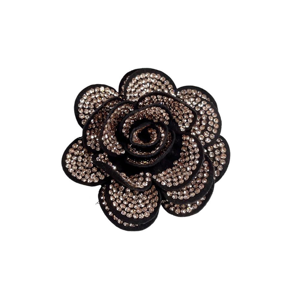 Rhinestone Rose Flower Brooch Lapel Pins for Women Her Fashion Crystal Camellia Flower Brooches Pin for Dress Accessories Jewelry Boutonniere Corsage Wedding Party Birthday Gift 70mm