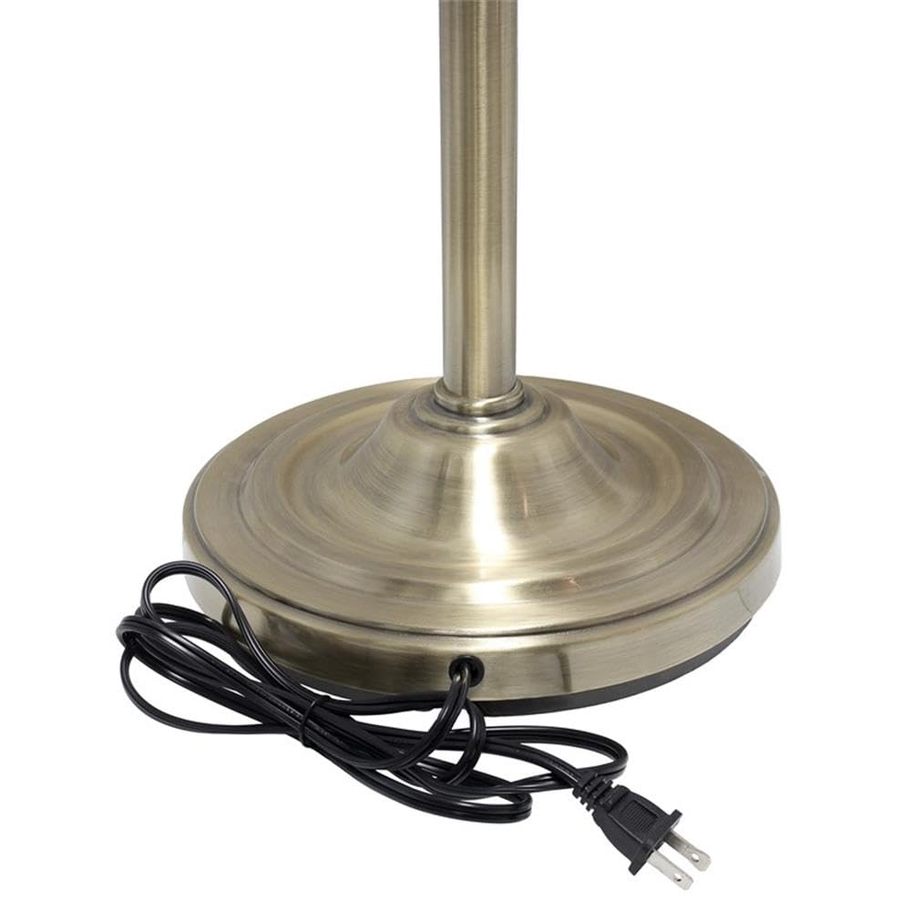 Lalia Home Torchiere Floor Lamp with 2 Reading Lights, Metal, Antique Brass/White Shades, Model LHF-3002-AB