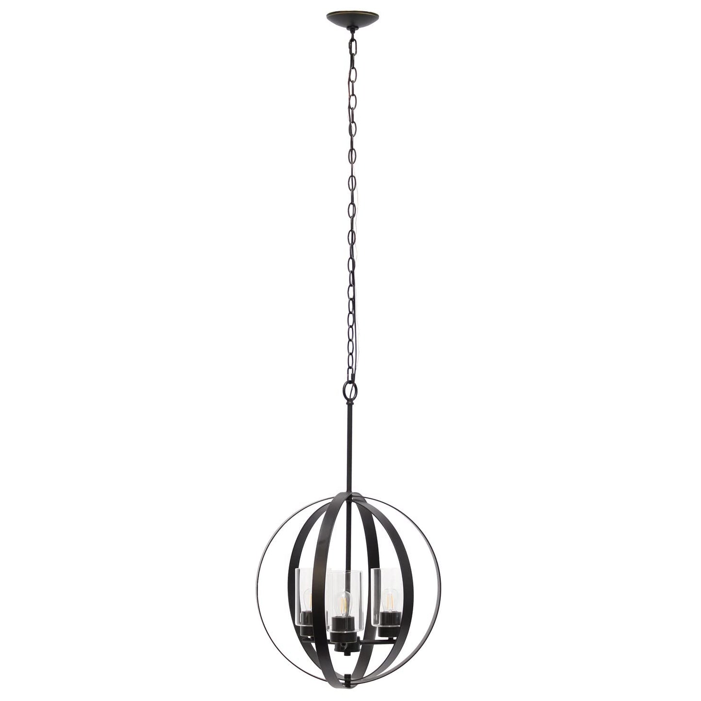 Elegant Designs 3-Light Pendant - Metal & Glass, 18in - Restoration Bronze, Model PT1021-RBZ
