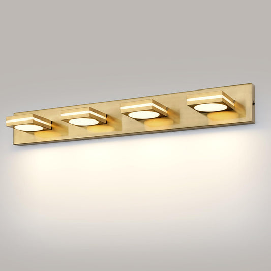 Okeli 4-Light Led Bathroom Vanity Light Fixtures  Gold Modern Bathroom Wall Lighting Fixtures Over Mirror (3Cct  3000K-6000K)