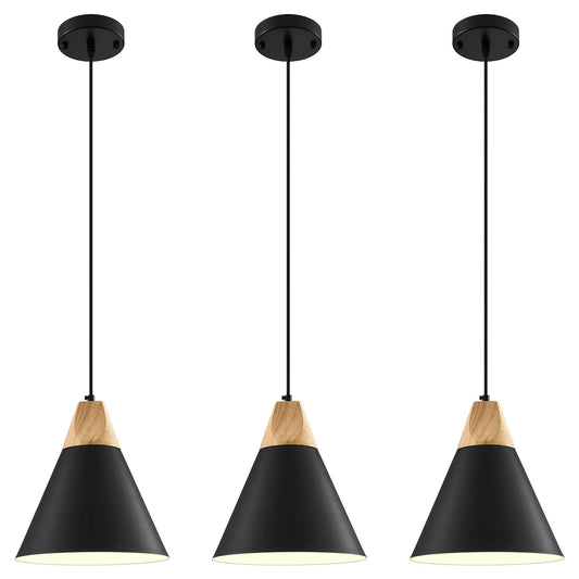 Sesiment Modern Pendant Lights  3 Packs 9.4Inch Black Pendant Light  Kitchen Pendant Lights  Farmhouse Pendant Light For Kitchen  Living Room  Bar  Bedroom  Office