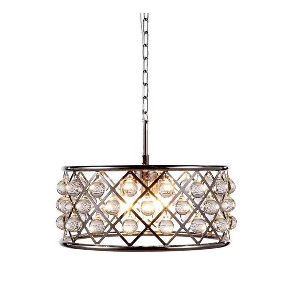 Elegant Lighting Madison 5-Light Pendant Lamp, Polished Nickel, 20in Depth x 9in Height, Crystal, Model 1213D20PN/RC