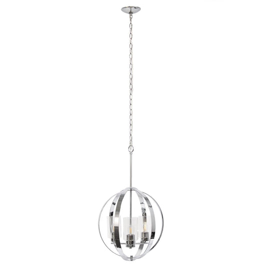 Elegant Designs 3-Light Pendant Light Metal & Glass 18in Chrome PT1021-CHR