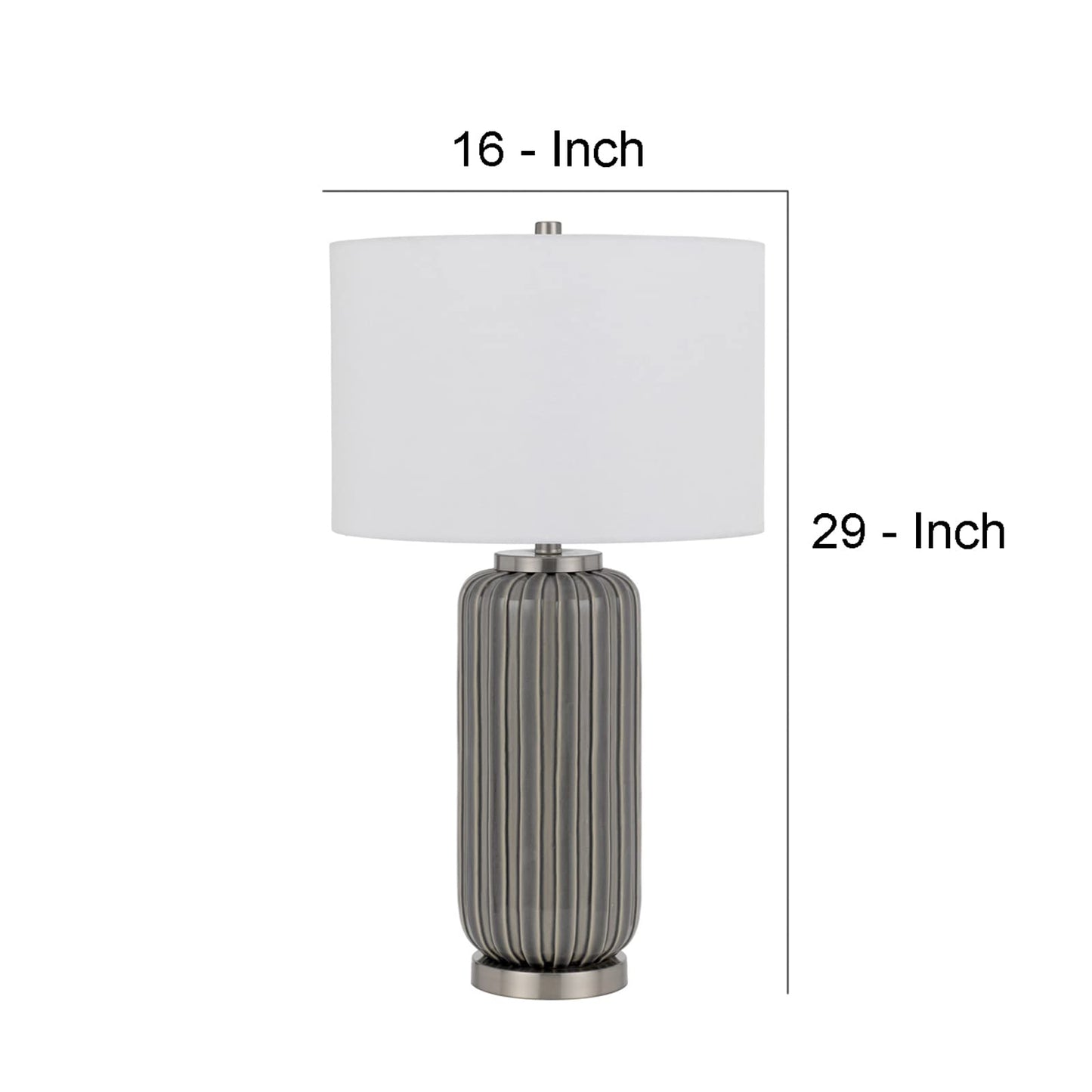 Benzara Ceramic Table Lamp with Dimmer, 29 in., Gray, Model BM272340