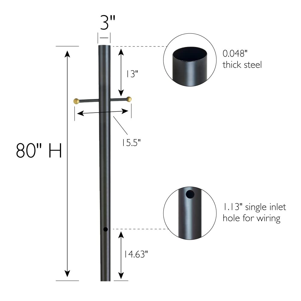 Design House Traditional Outdoor Lamp Post, 80-Inch, Alloy Steel, Bronze, Model 501817-BRZ