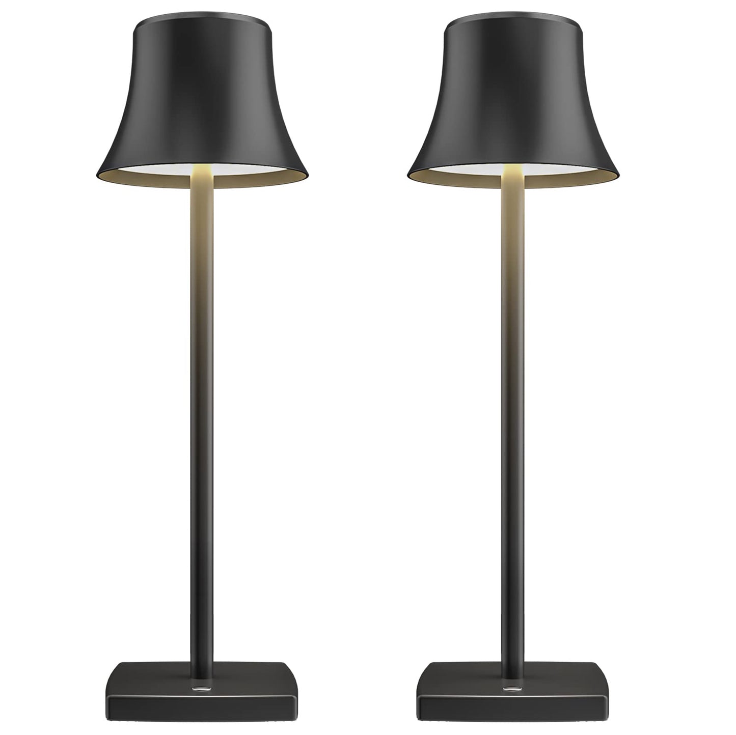 SAKRINGT 2 Pack LED Cordless Table Lamps, Rechargeable 5000mAh, 3 Color Dimming, Aluminum, Black, Model S807