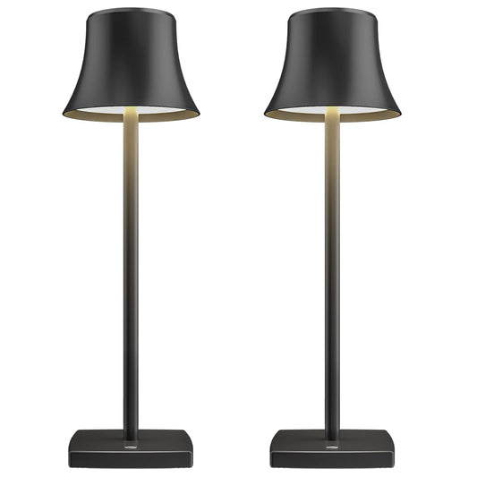 SAKRINGT 2 Pack LED Cordless Table Lamps, Rechargeable 5000mAh, 3 Color Dimming, Aluminum, Black, Model S807