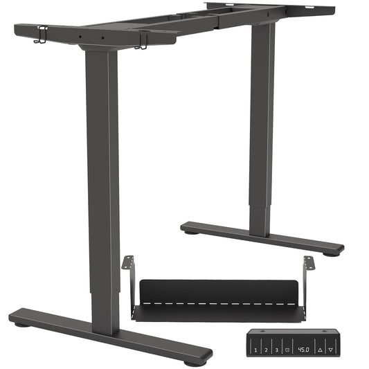 PrecieuxFoyer Dual Motor Standing Desk Frame, Electric Adjustable Legs with Memory Presets, Stand Up Desk Frame Workstation, with Cable Management Tray, 2pcs Headphone Hook, for Home Office