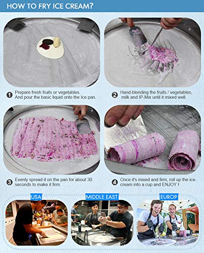 Kolice Commercial Countertop 18x18 inches Single Square Pan Fried Ice Cream Machine, Fry Ice Cream Roll Machine, Instant Roll Ice Cream Maker-AUTO DEFROST and PCB Smart AI Temp. Controller