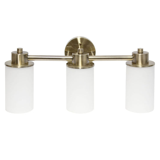 Simple Designs VT1024-ABS Modern Wall Mounted Vanity Fixture, 3 Light, Metal & Glass Shade, Antique Brass, 20.75in for Bathroom, Entryway, Hallway