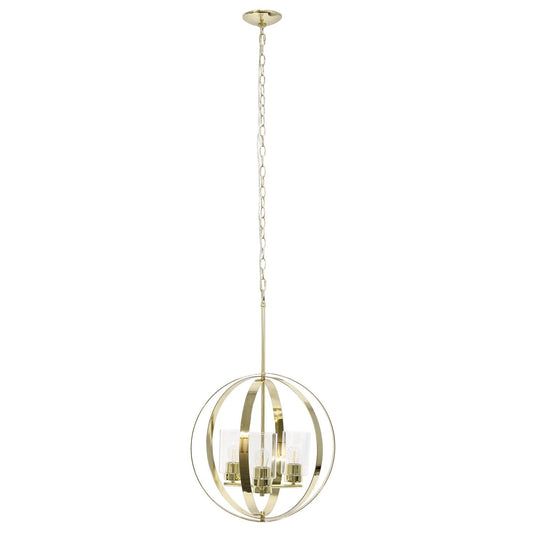 Elegant Designs Pendant Light 3-Light Metal & Glass 18in Gold PT1021-GLD