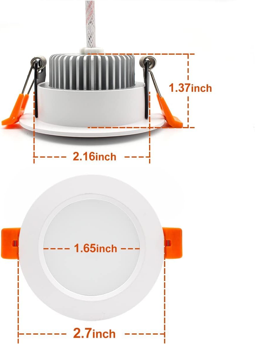 Ygs-Tech 2 Inch Led Recessed Lighting  Dimmable Downlight 3W(35W Halogen Equivalent)  Cri80  5000K Daylight White Ceiling Light With Led Driver (24 Pack)