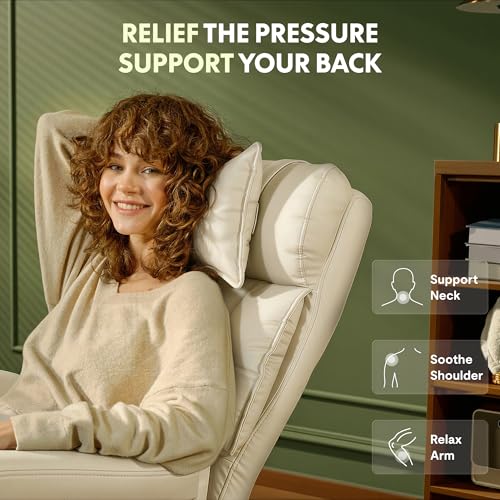 FLEXISPOT Big and Tall Office Chair with Convertible Seat up to 44in, Oversized for Adult & Pet, High Back Computer Chair with Footrest 180° Flip Arm, Desk Chairs for Home Office Gaming Working, Beige
