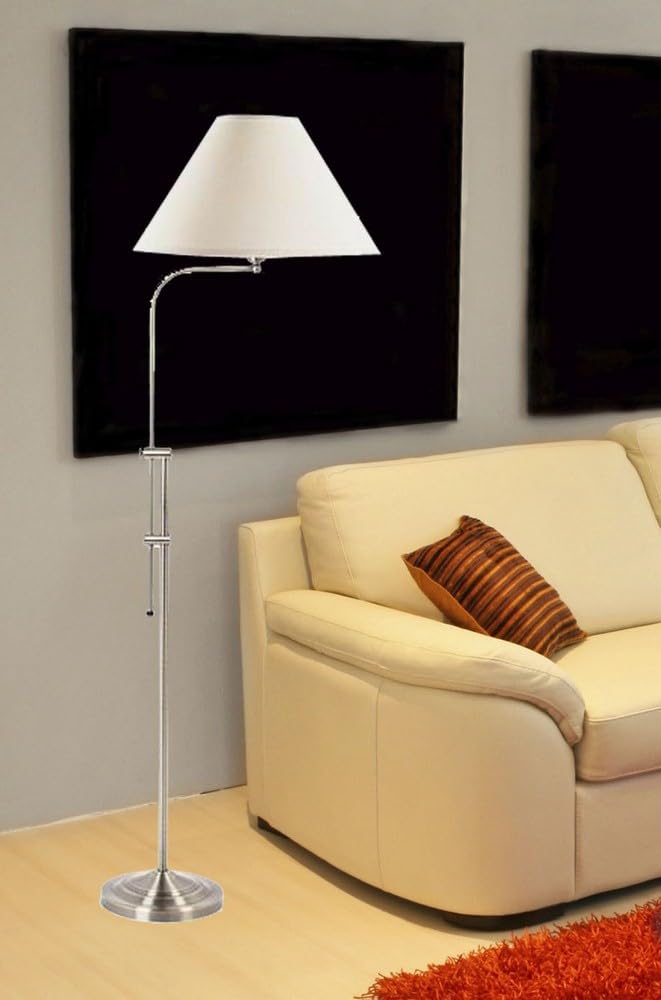 Cal Lighting Floor Lamp, Traditional Style, Brushed Steel, 27.4x12.5x4.9, Model CALBO-216-BS