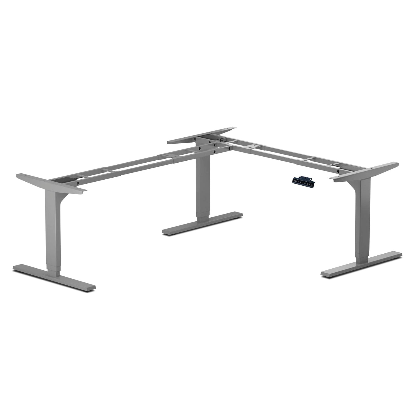 Standing Desk Corner Frame. Adjustable Height and Width Legs with Triple Electric Motors for Home Office L Shaped Desk FLT-05 Grey