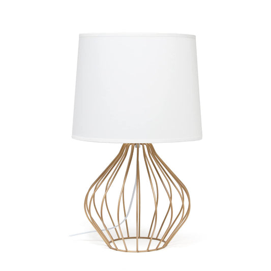 Simple Designs LT2086-WOC Copper Base Bedside Table Lamp, White Shade, 12.25inL x 12.25inW x 19.75inH