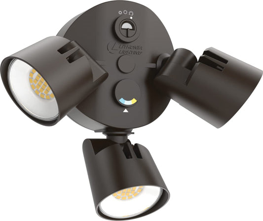Lithonia Lighting HGX LED Outdoor Security Floodlight, 3-Light, Photocell Sensor, Dark Bronze, Adjustable Light Output