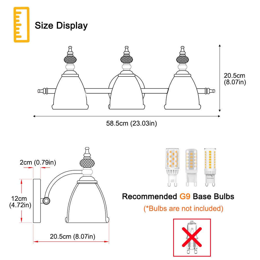 Ditoon Brushed Nickel Vanity Light  Antique Bathroom Vanity Light Over Mirror  3 Light Lighting Fixture With Flower Glass Shade  Farmhouse Sconces Wall Lighting For Hallway Living Room Bedroom
