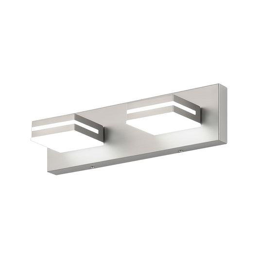 Sinerise Led Modern Bathroom Vanity Light Fixtures (2-Light  15.5-Inch  Dimmable)  Brushed Nickel Modern Acrylic Bathroom Wall Lighting Fixtures Over Mirror (Cool White 6000K)