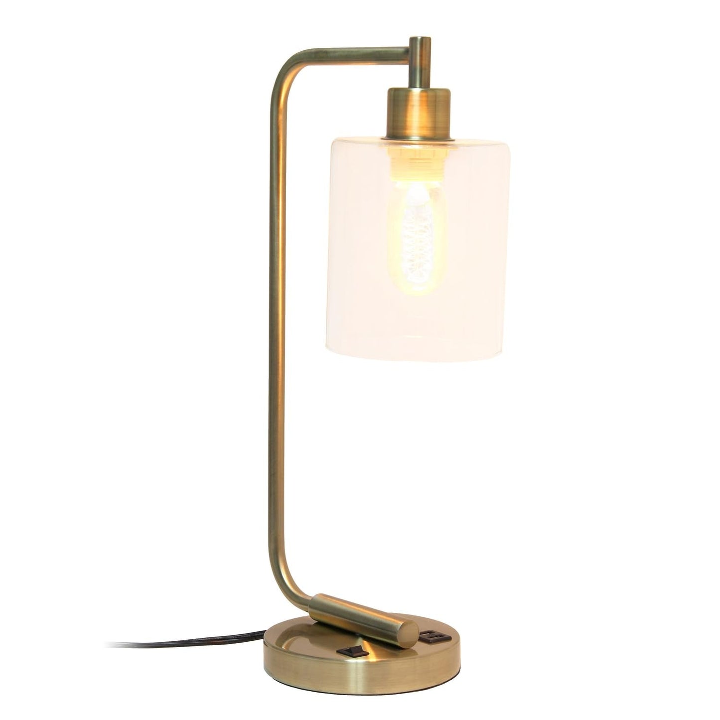 LALIA HOME Modern Iron Desk Lamp with USB Port, 9.75inL x 5.75inW x 18.8inH, Rose Gold, Model LHD-2002-RG